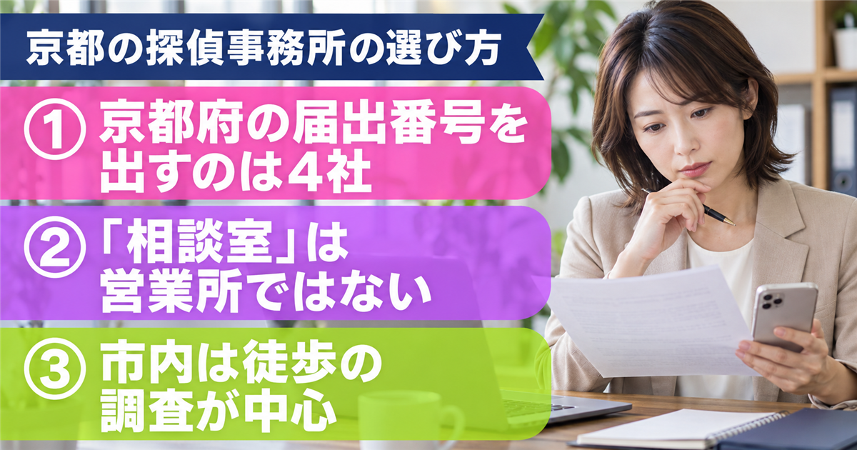 京都の探偵事務所の選び方