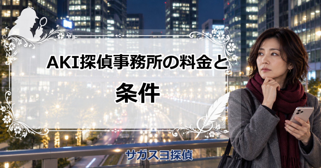 AKI探偵事務所の料金は3名体制で1時間21,000円？成功報酬の条件も