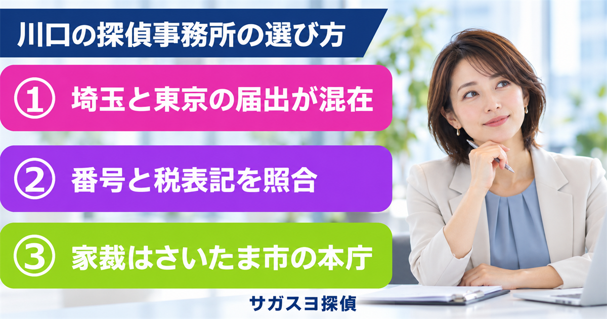 川口の探偵事務所で浮気調査！県境の街で番号と料金表記を確かめる