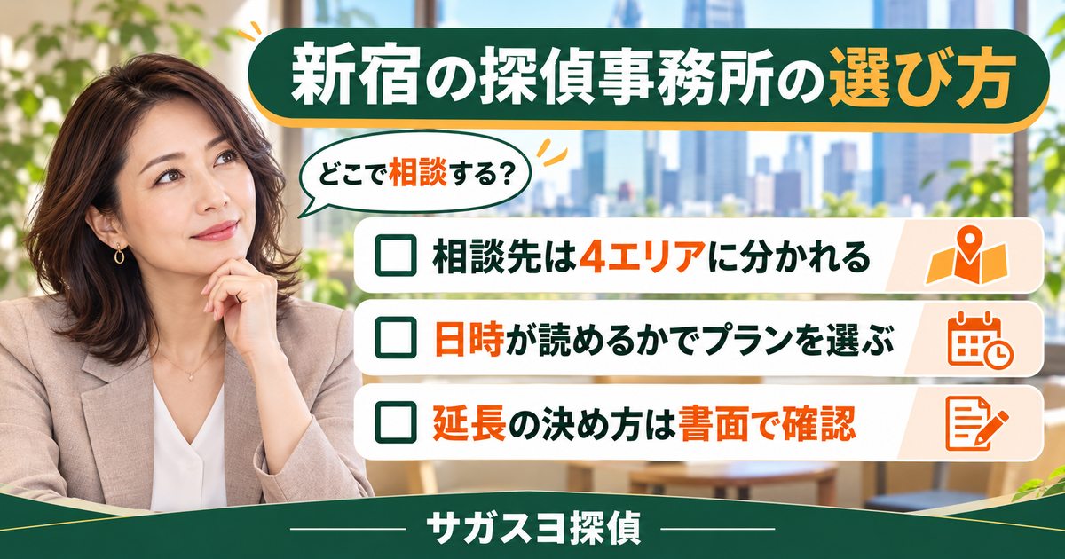 新宿の探偵事務所で浮気調査！7社の料金と届出番号を公式で照合